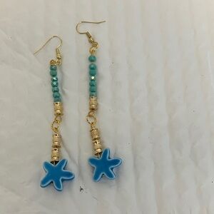 Blue Starfish Dangle Earrings
